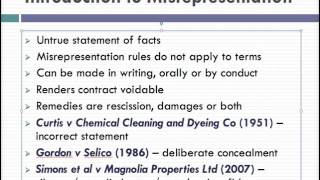 Misrepresentation Lecture 1 of 4 [upl. by Rodina]